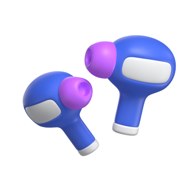 A Pair Of Earbuds 3D Icon 3D Graphic
