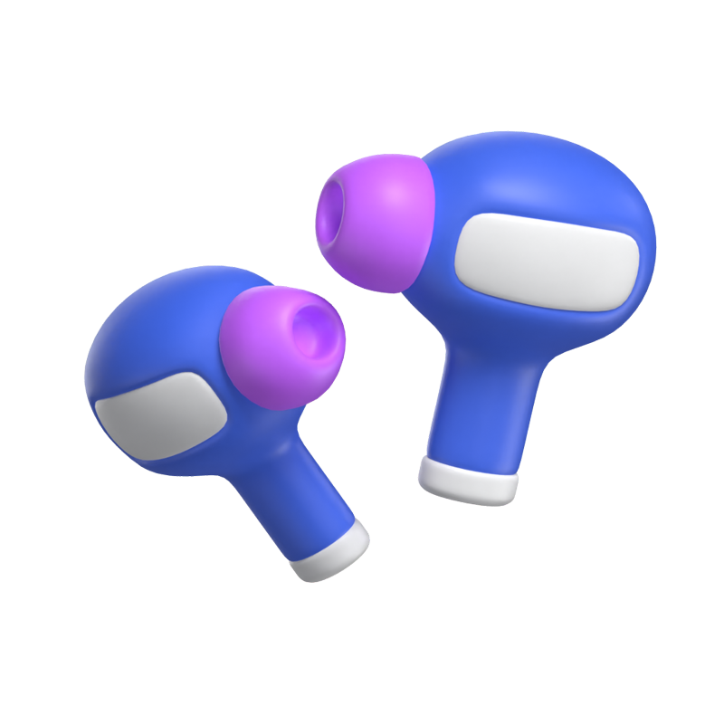A Pair Of Earbuds 3D Icon 3D Graphic