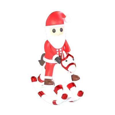 Santa Riding A Horse Toy 3D Graphic