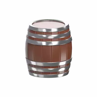 3D Wooden Barrel Model For Storage 3D Graphic