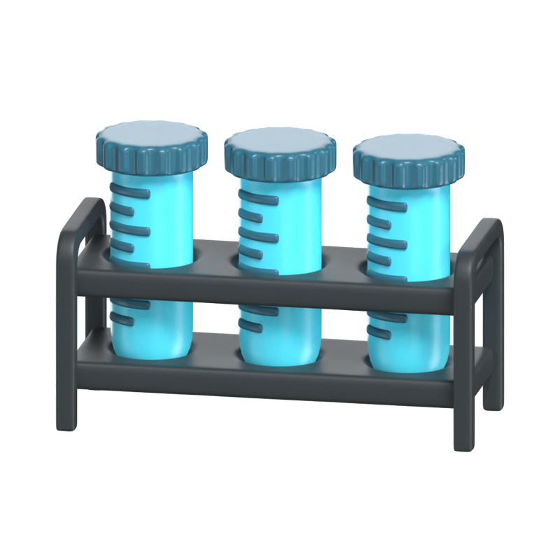 Reagenzgläser Rack 3D Icon Modell für Wissenschaft