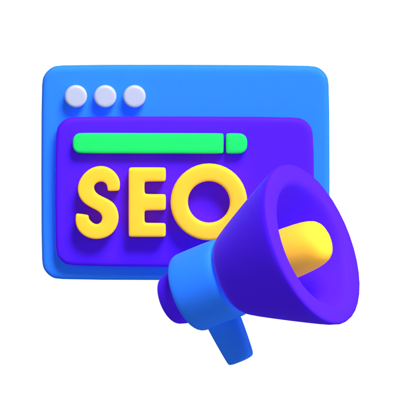 3D SEO Marketing With Megaphone 3D Graphic