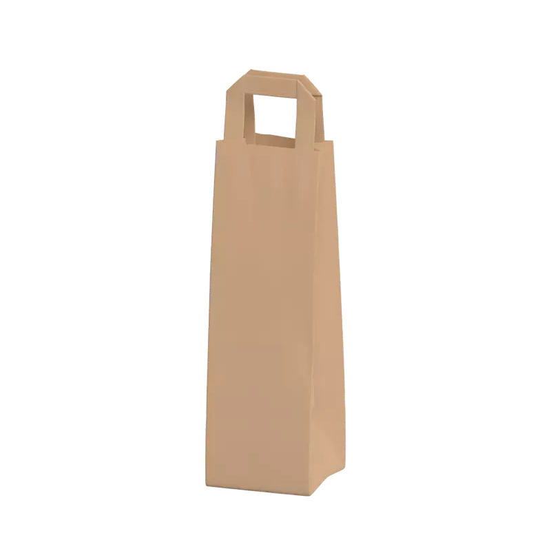 Slim Craft Paper Bag With Handles 3D Model