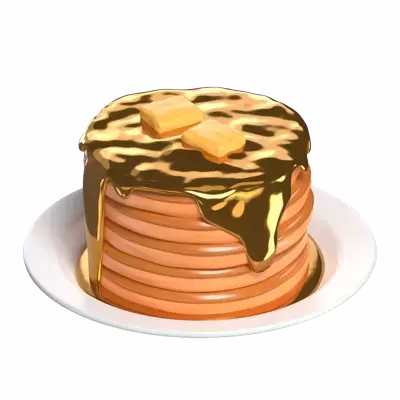 3D Stack Of Pancakes With Butter On A Plate 3D Graphic