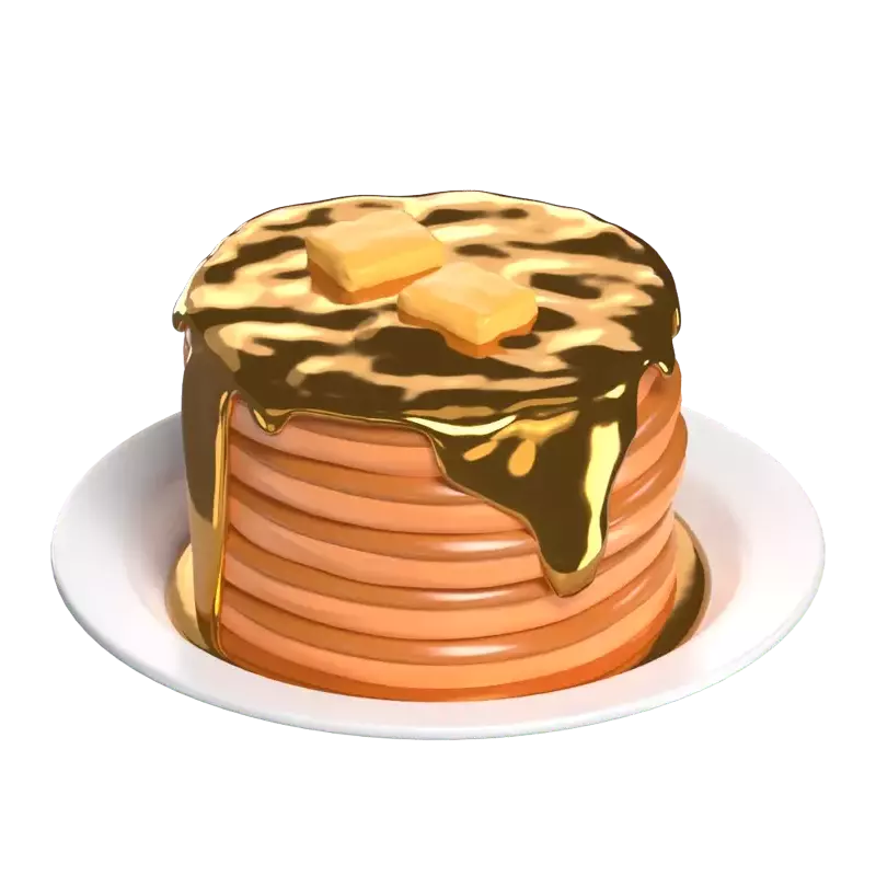 皿の上のバターとパンケーキの3Dスタック 3D Graphic