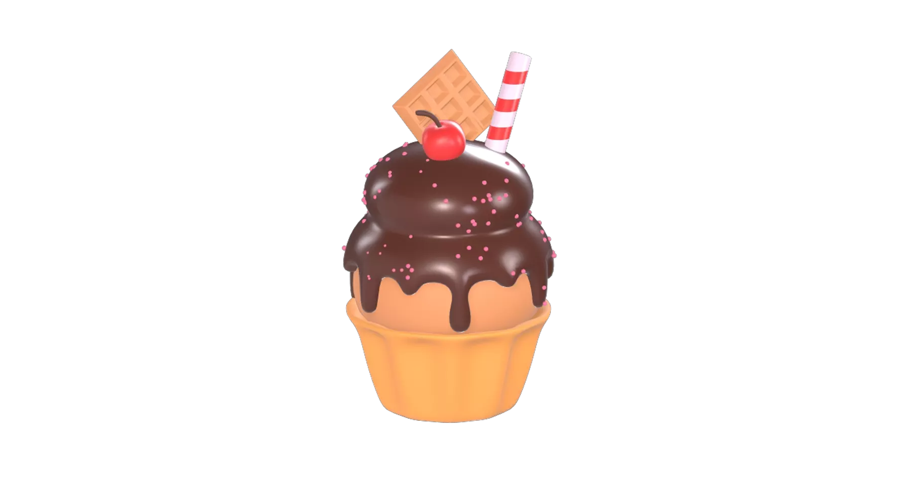 Birthday Choco Cupcake 3D Graphic