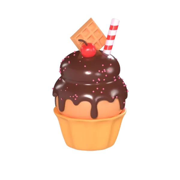 Birthday Choco Cupcake 3D Graphic