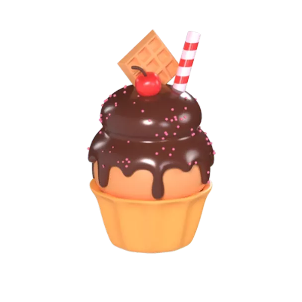 Cupcake de chocolate de aniversário 3D Graphic