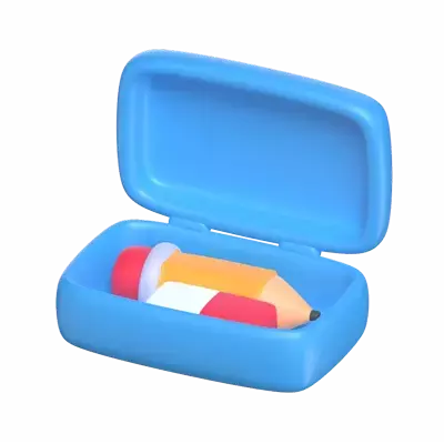 3D Pencil Case Model For Traditional Design Using Pencil And Eraser 3D Graphic