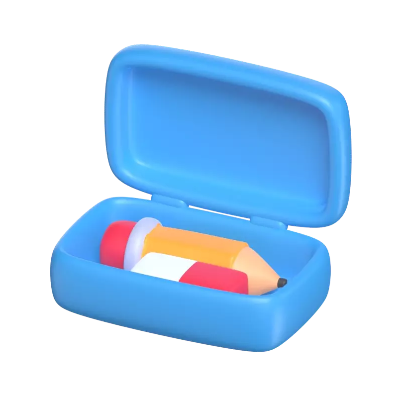 3D Pencil Case Model For Traditional Design Using Pencil And Eraser 3D Graphic