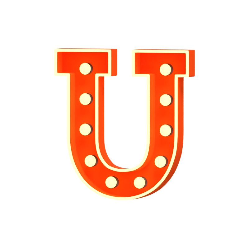U Letter 3D Shape Marquee Lights Text 3D Graphic