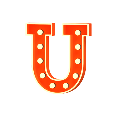 U Letter 3D Shape Marquee Lights Text 3D Graphic