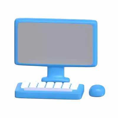 3D Desktop Computer Model Monitor Keyboard And Mouse 3D Graphic