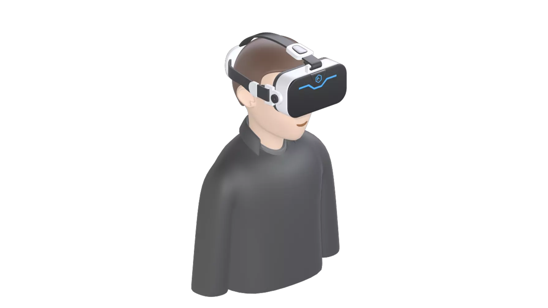 Man Wearing VR Goggles 3D Graphic