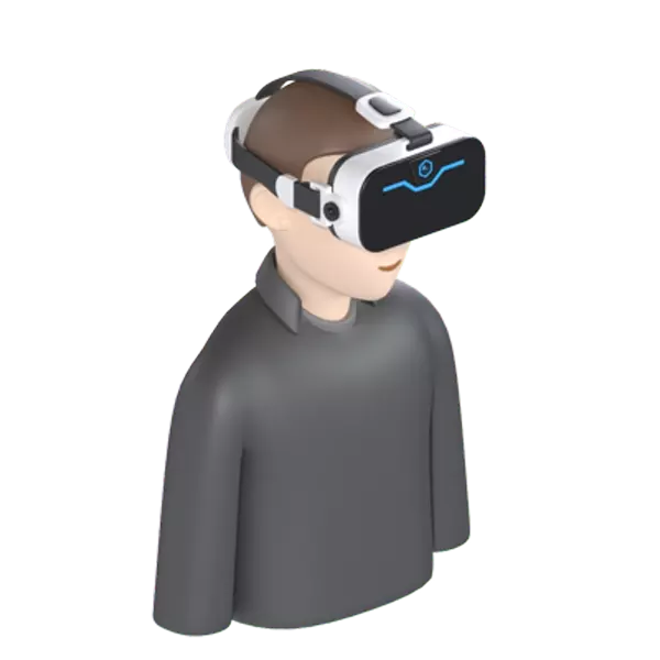 Man Wearing VR Goggles 3D Graphic