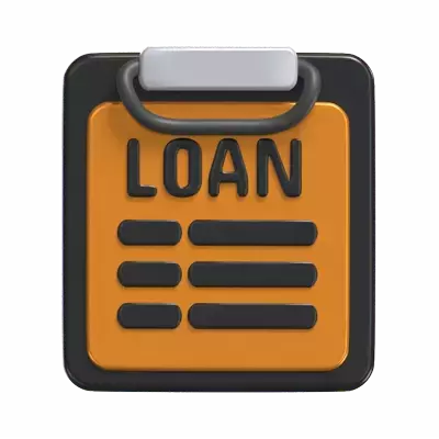 Loans 3D Visualization On A Financial Clipboard 3D Graphic