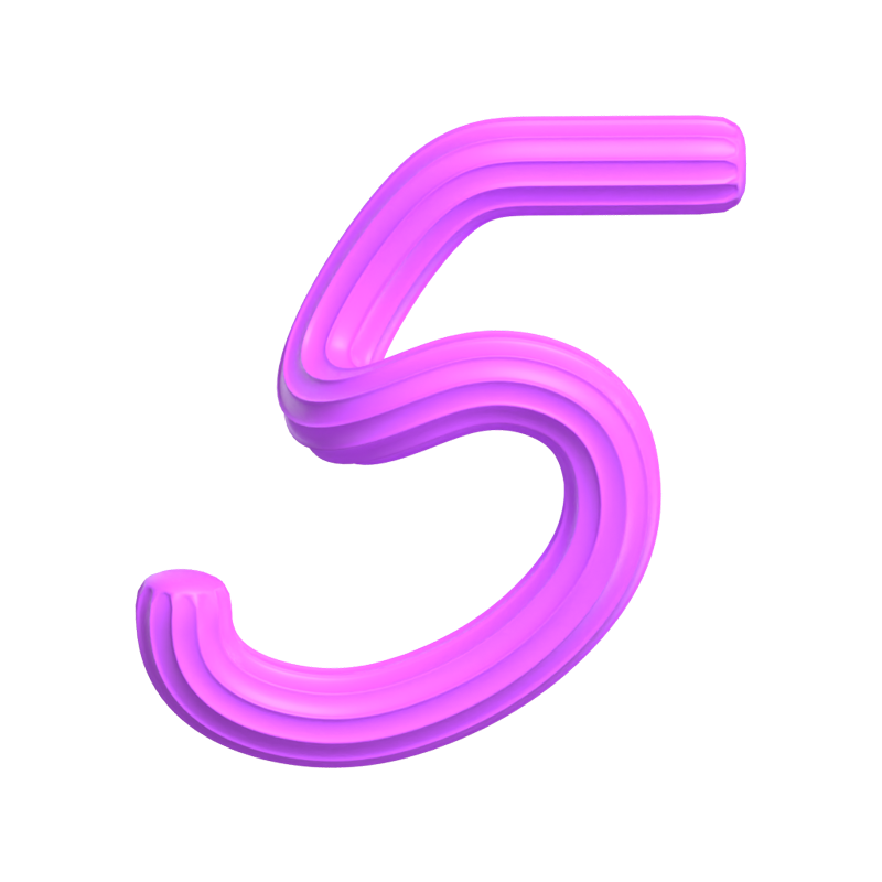  3D Number 5 Shape Creamy Text