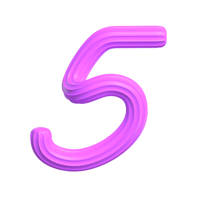  3D Number 5 Shape Creamy Text 3D Graphic