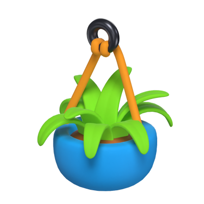 3D Hanging Pot With Plant And Soil Inside 3D Graphic