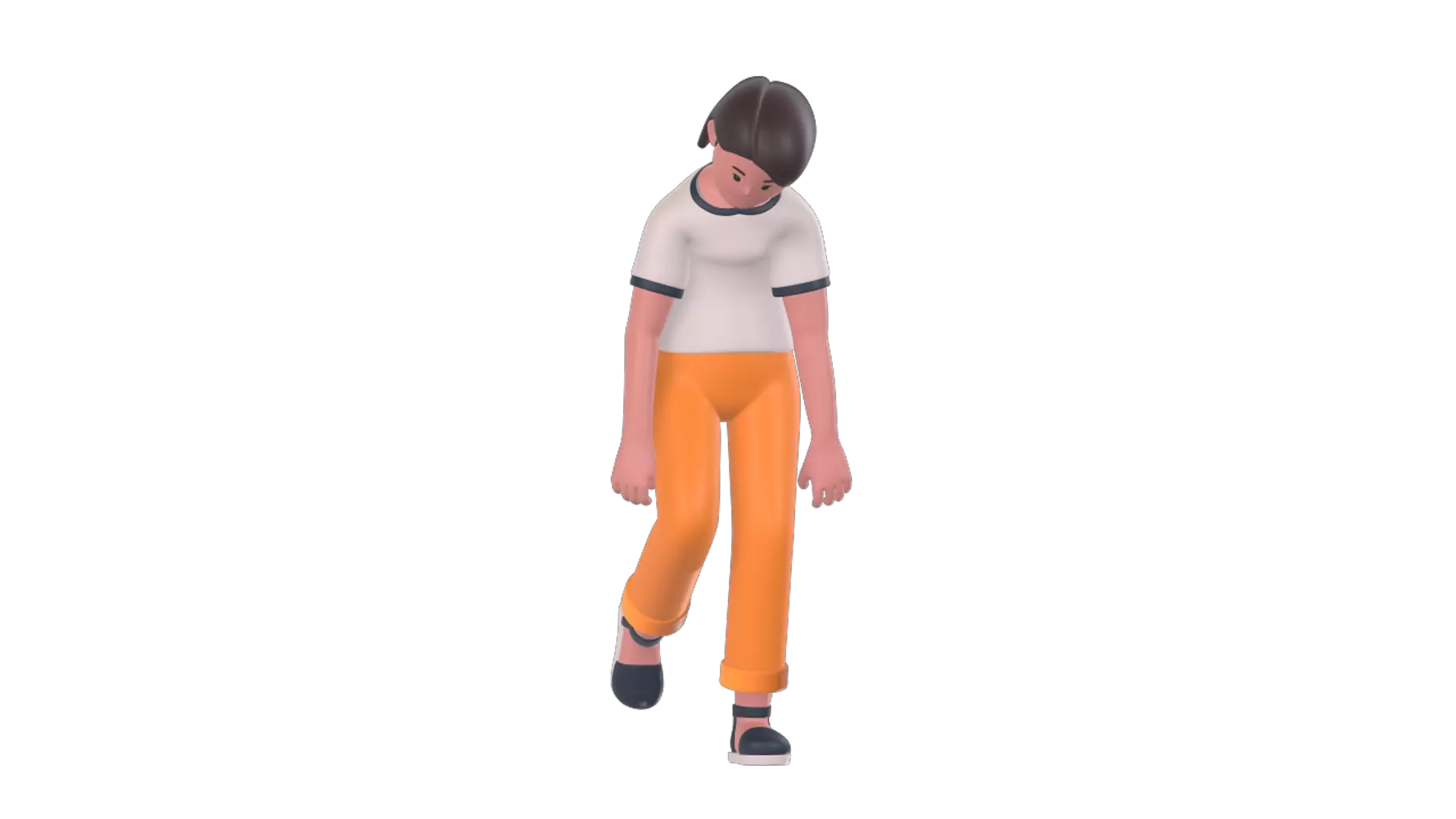Girl Walking Sadly 3D Graphic