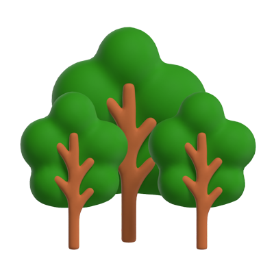 Three Trees 3D Icon Model 3D Graphic