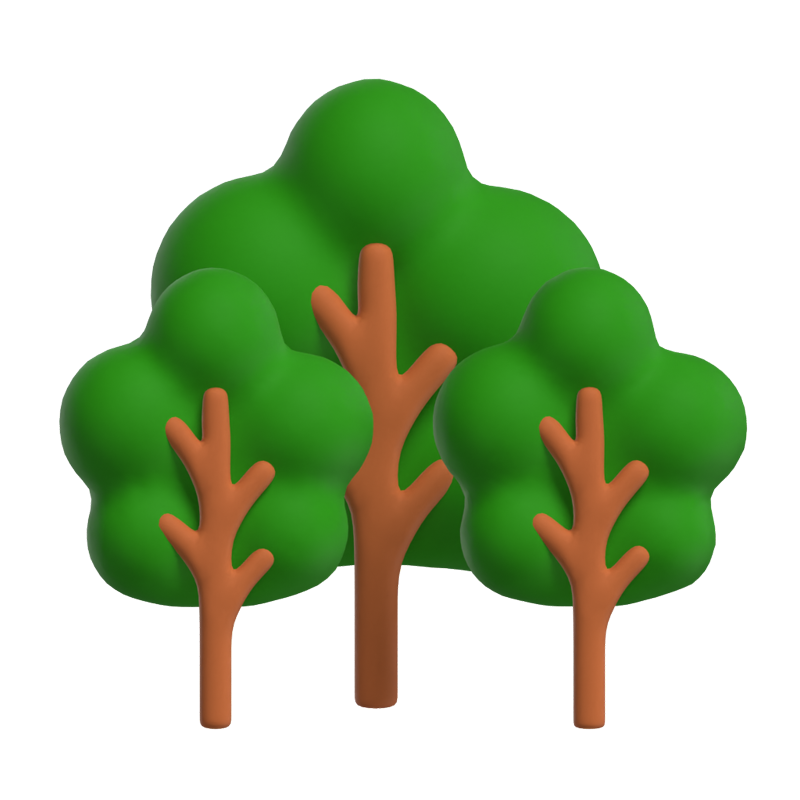 Three Trees 3D Icon Model 3D Graphic