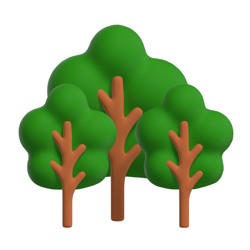 Three Trees 3D Icon Model