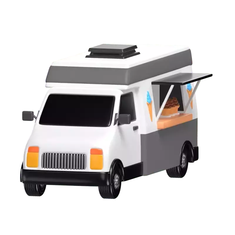 3D Ice Cream Truck Model Sweet Mobile Treats 3D Graphic