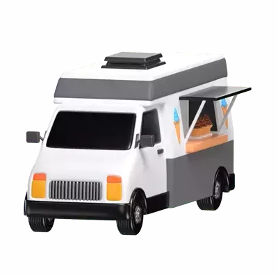 3D Ice Cream Truck Model Sweet Mobile Treats 3D Graphic