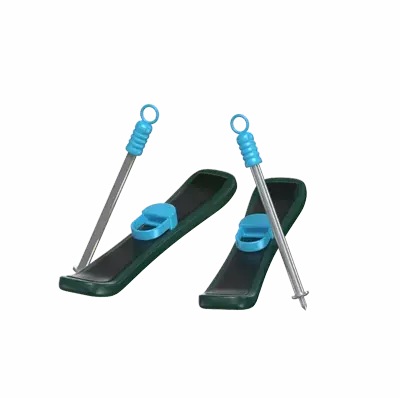 Pair Of Skis And Poles 3D Model 3D Graphic