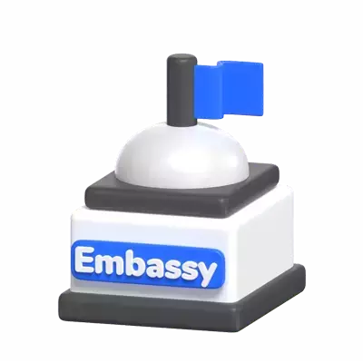 Embassy Office Building With Flag 3D Icon Model 3D Graphic