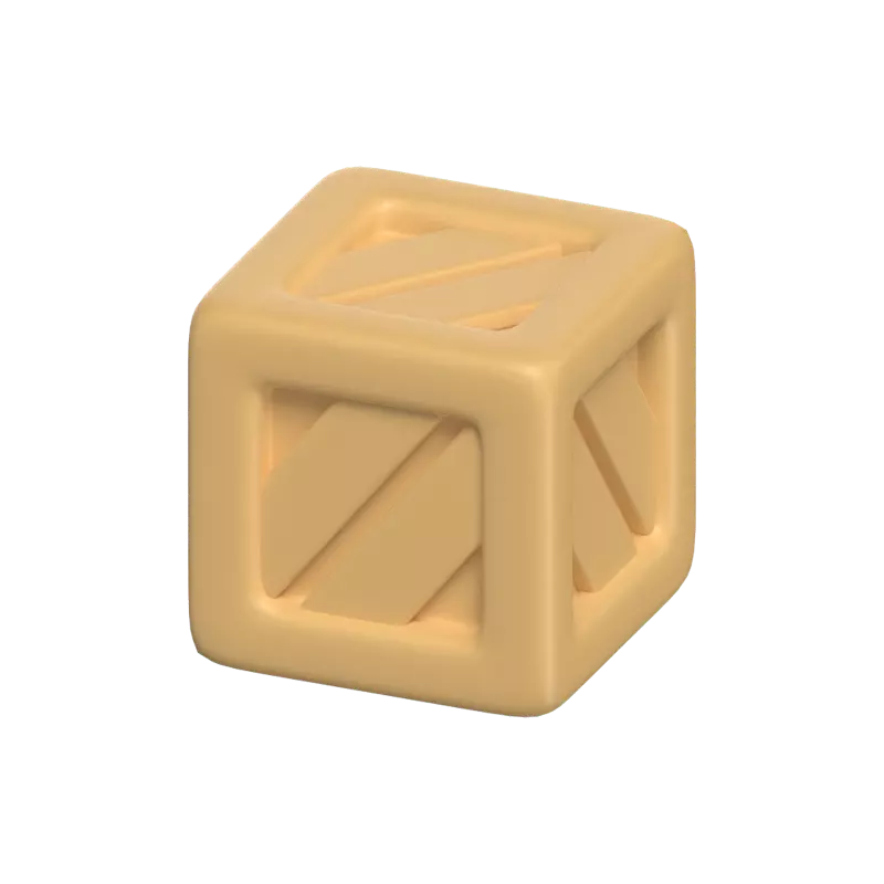 3D Wooden Box Icon Model 3D Graphic