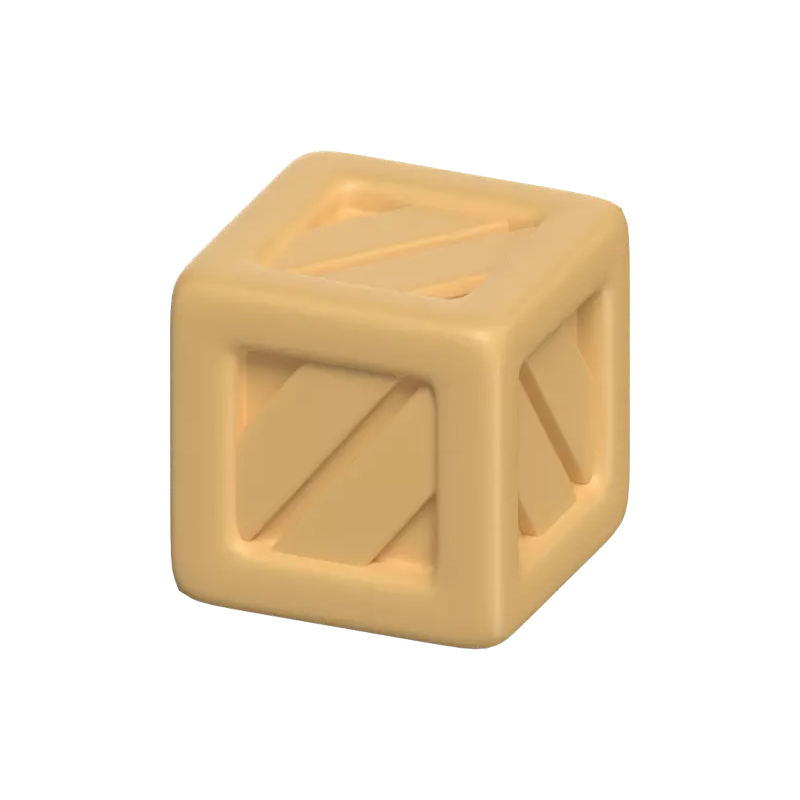 3D Wooden Box Icon Model