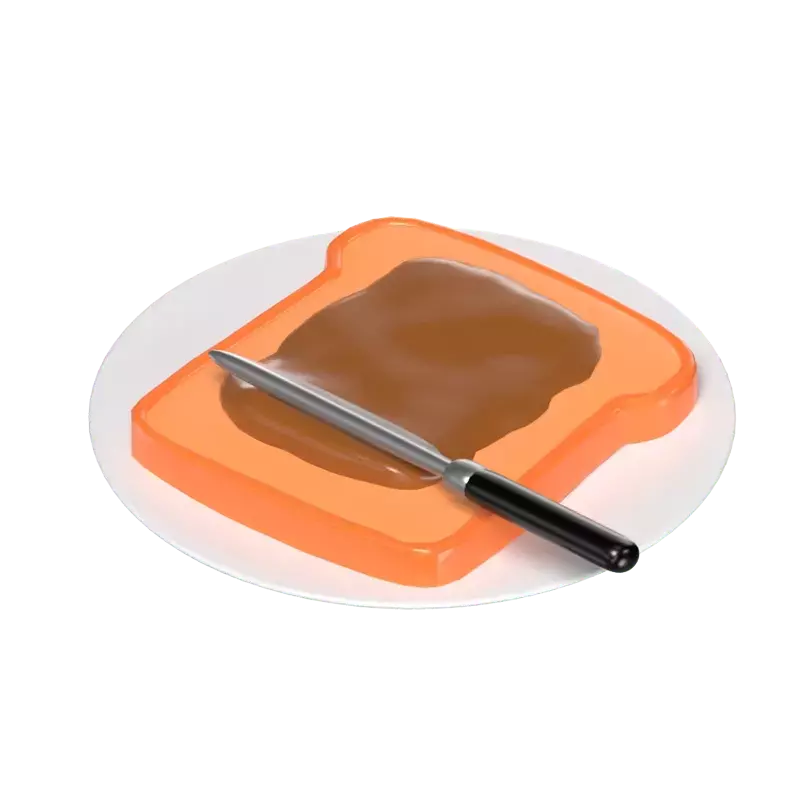 3D Peanut Butter Toast On A Plate 3D Graphic