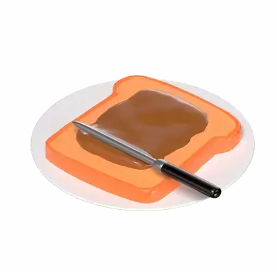 3D Peanut Butter Toast On A Plate 3D Graphic
