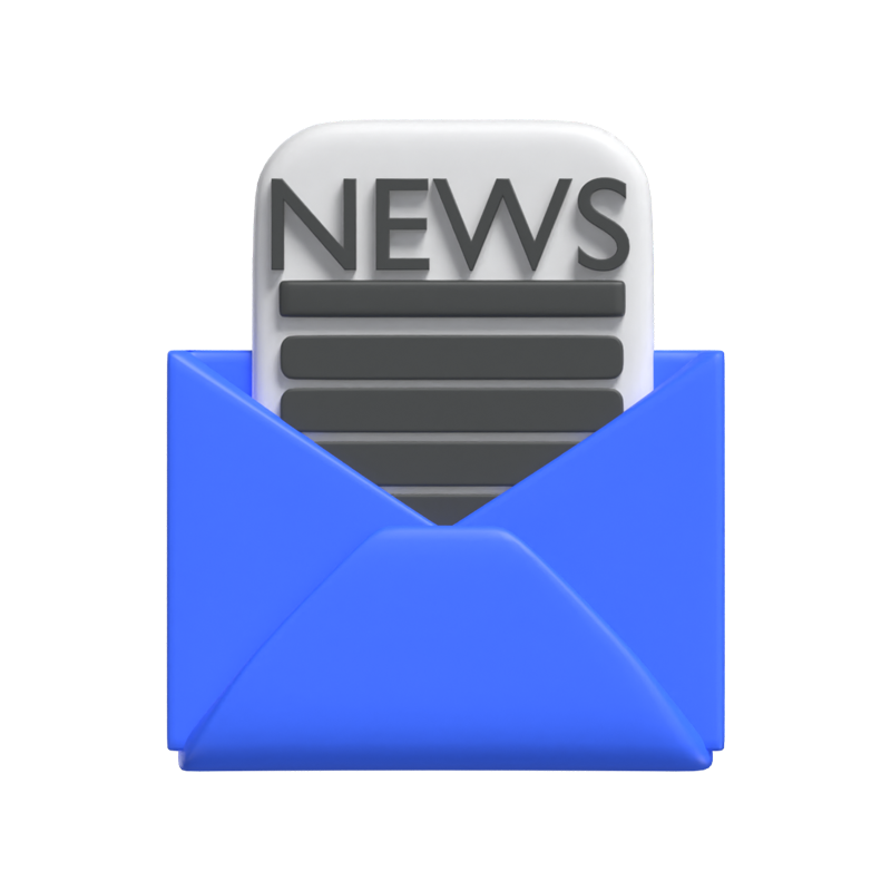 3D Newsletter In An Envelope 3D Graphic