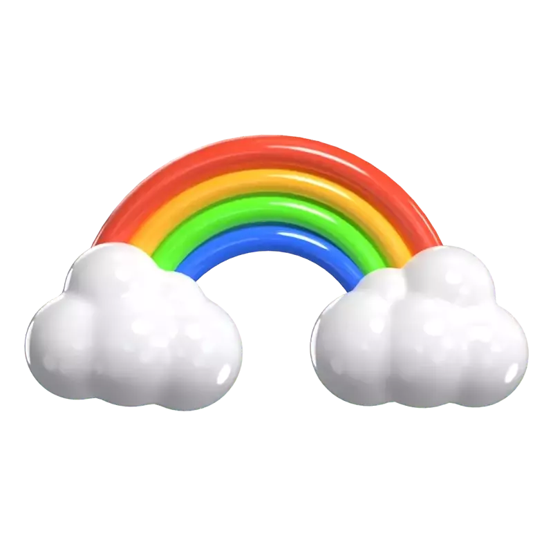 3D Rainbow With Two Clouds Model  3D Graphic