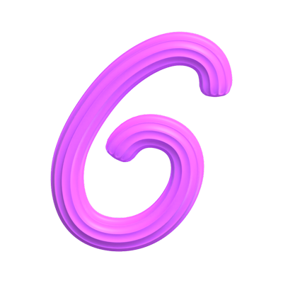  3D Number 6 Shape Creamy Text 3D Graphic