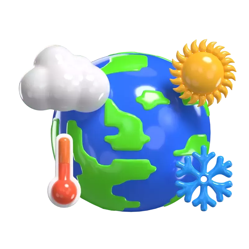  3D Climate Change Impact Model Earth  3D Graphic