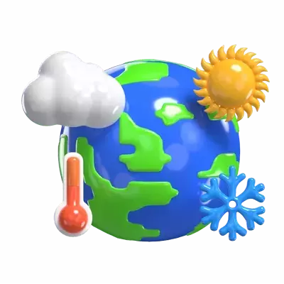  3D Climate Change Impact Model Earth  3D Graphic