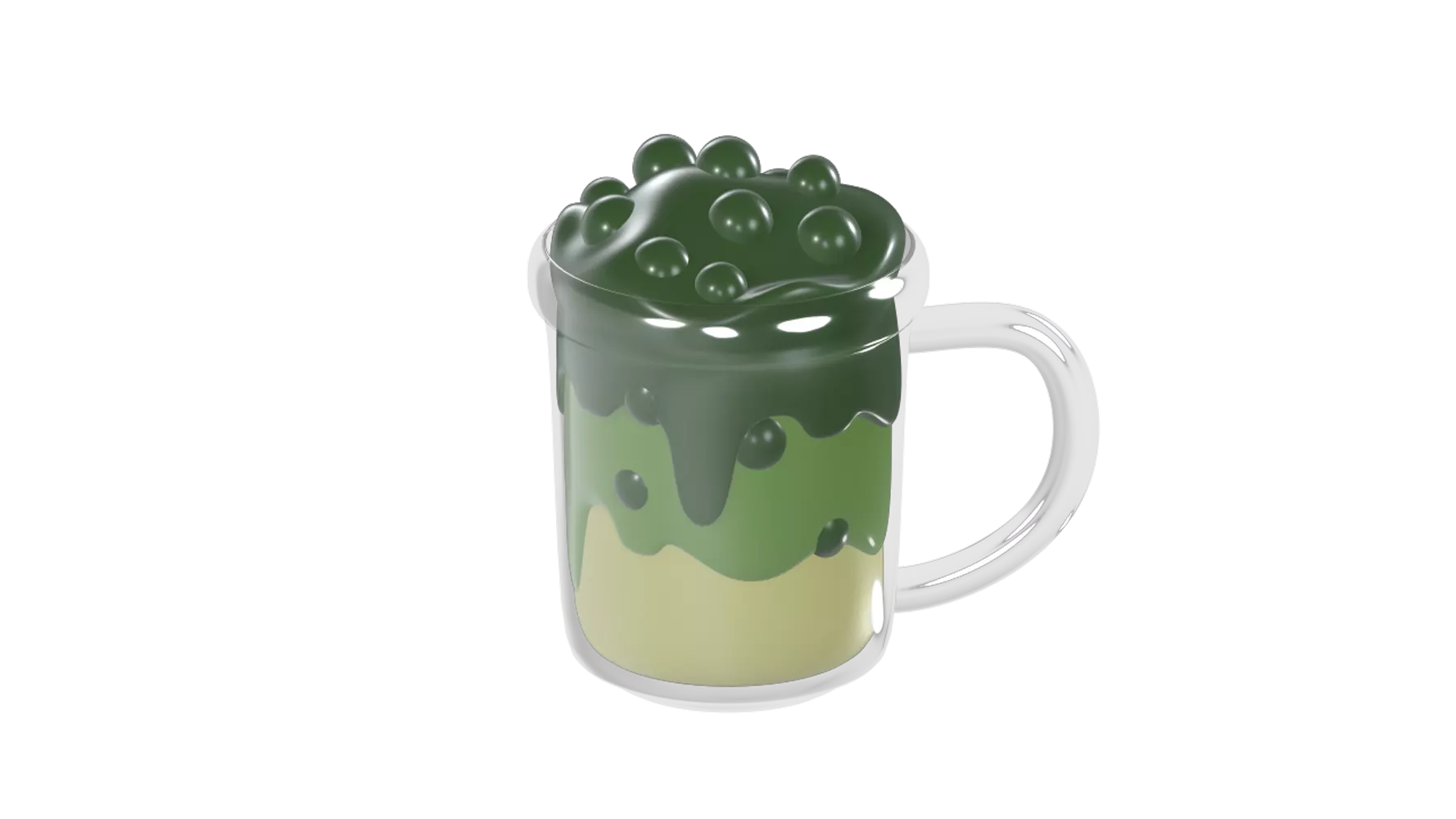 Matcha Bubble Tea 3D Graphic