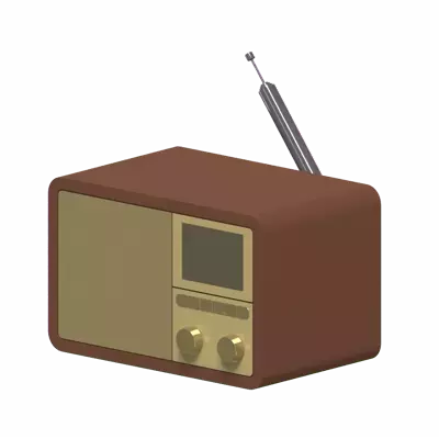 3D Old Analog Radio Classic Box Model With Signal Catcher Antenna 3D Graphic