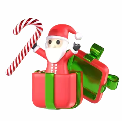 Santa In A Gift 3D Graphic