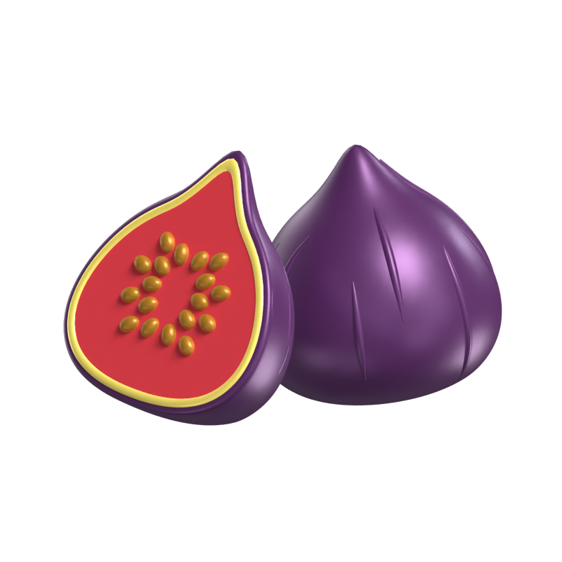 3D Fig Model Whole Fruit And A Sliced One 3D Graphic
