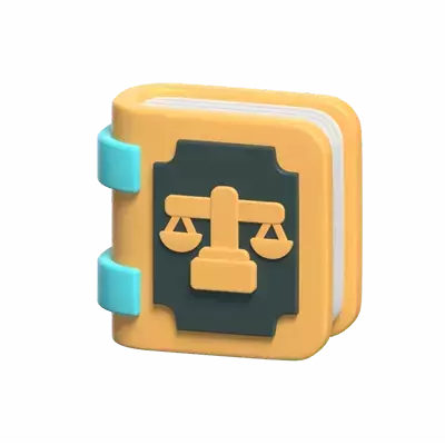 Law Book 3D Icon Modell mit einer Skala Icon auf dem Cover