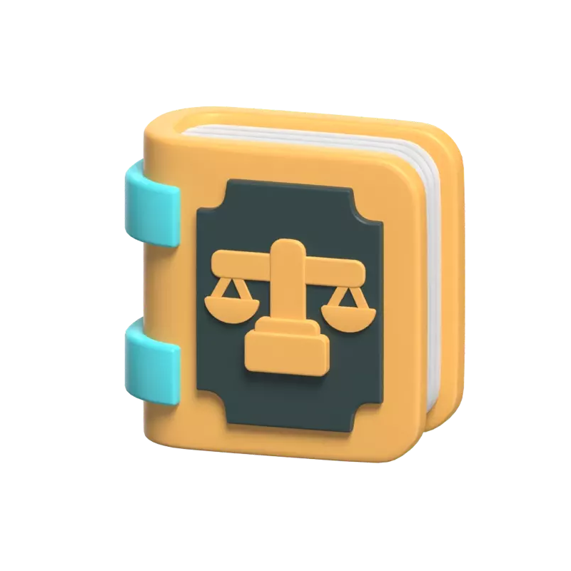 Libro de Derecho Modelo Icono 3D Con Un Icono A Escala En La Portada 3D Graphic