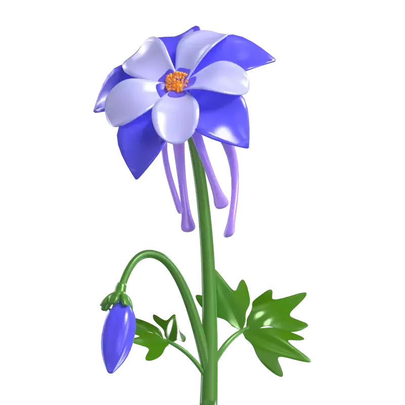 3D Columbine Flower Model Graceful Petals In Bloom 3D Graphic