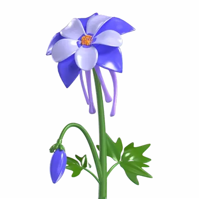 3D Columbine Flower Model Graceful Petals In Bloom 3D Graphic