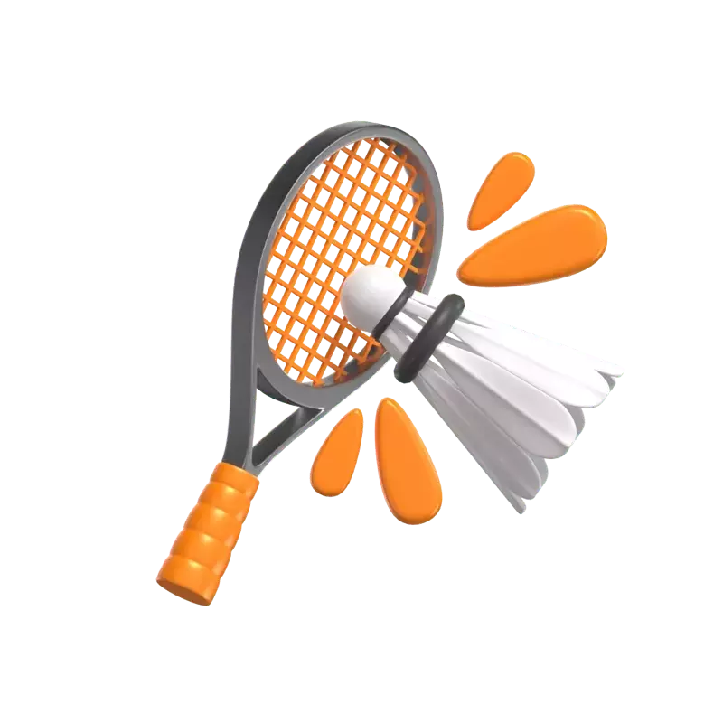 3D Smash Illustrated With Racket Smashing Shuttlecock 3D Graphic