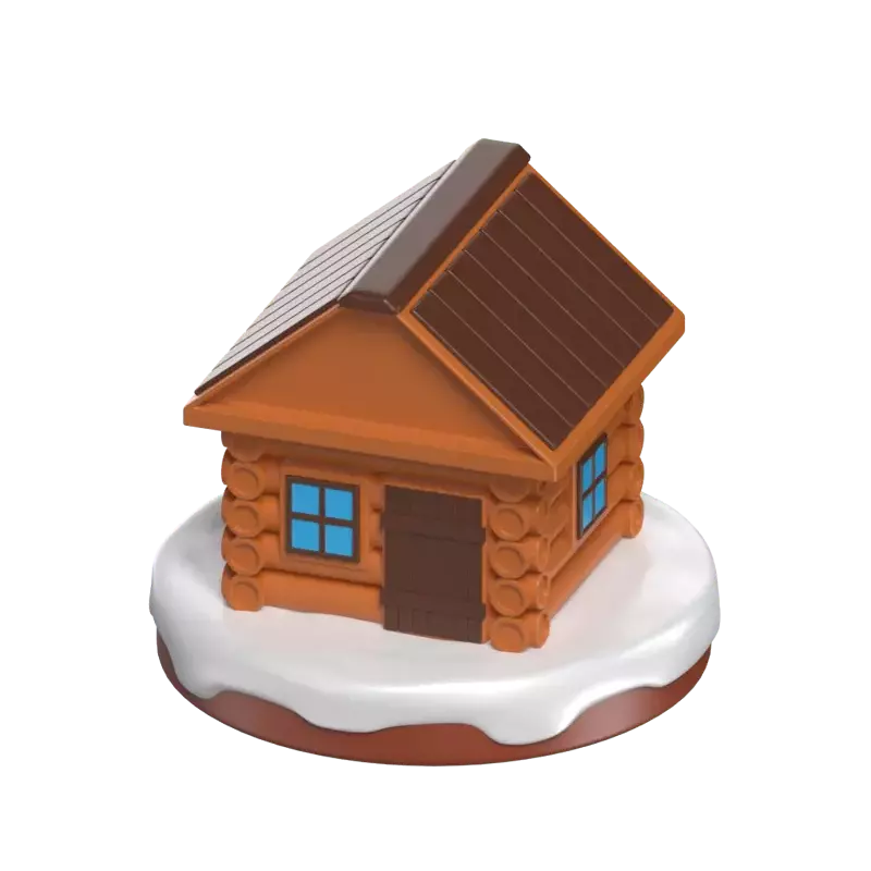 Icono 3D Modelo De Casa De Madera Para Mantener El Calor En Invierno 3D Graphic